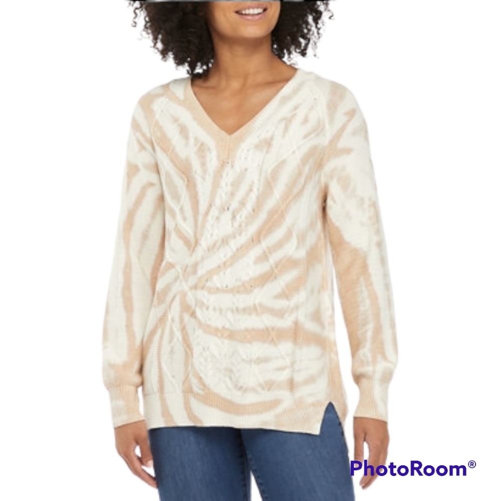 Wonderly Women's Long Sleeve Cable Knit Sweater, Tan Twist,Small, NWT